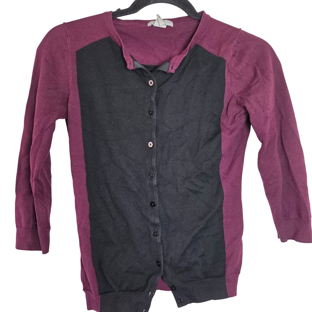 Colorblock Cardigan Button Front Long Sleeve Lightweight Fitted Knit‎ H&M Small